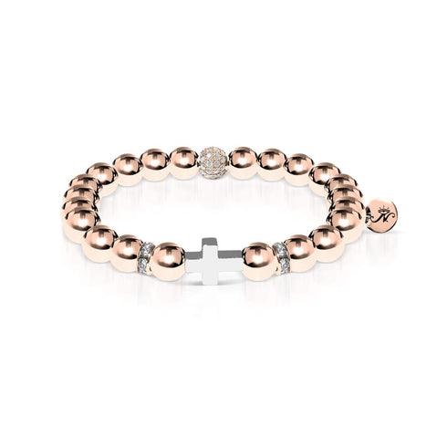 18k Rose Gold and Silver | Gilded Cross Bracelet